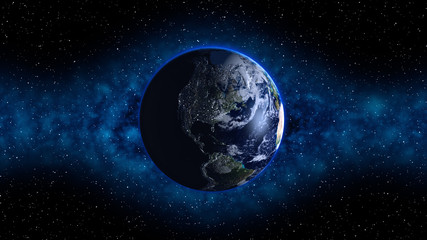 Plakat Planet Earth in space.Globe in galaxy. Elements of this image furnished by NASA