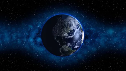 Store enrouleur occultant Pleine Lune arbre Planète Terre dans l& 39 espace. Globe dans la galaxie. Éléments de cette image fournis par la NASA