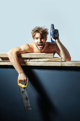 sexy muscular man builder