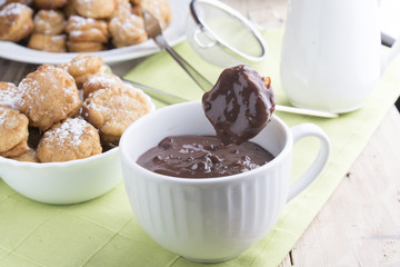 Chocolate dumpling with donuts