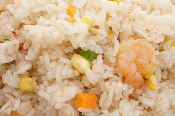 Chinese food. Rice with shrimps and vegetables