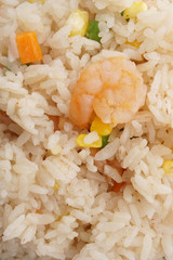 Chinese food. Rice with shrimps and vegetables