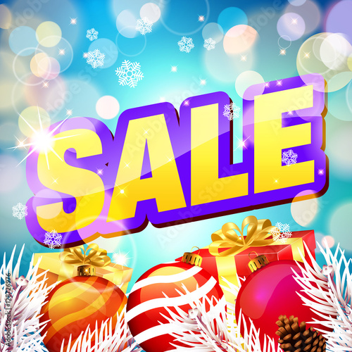 Christmas background "Sale. Christmas Sale Banner. Sale Card. Discount Background." Stock image and royalty-free