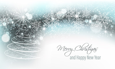 Christmas and New Year vector banner with christmas tree.