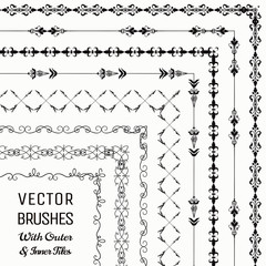 Fototapeta premium Vector Brushes with Outer and Inner Tiles Collection