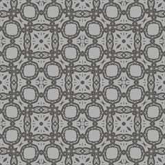 Grey Ornamental Seamless Line Pattern. Endless Texture. Oriental Geometric Ornament