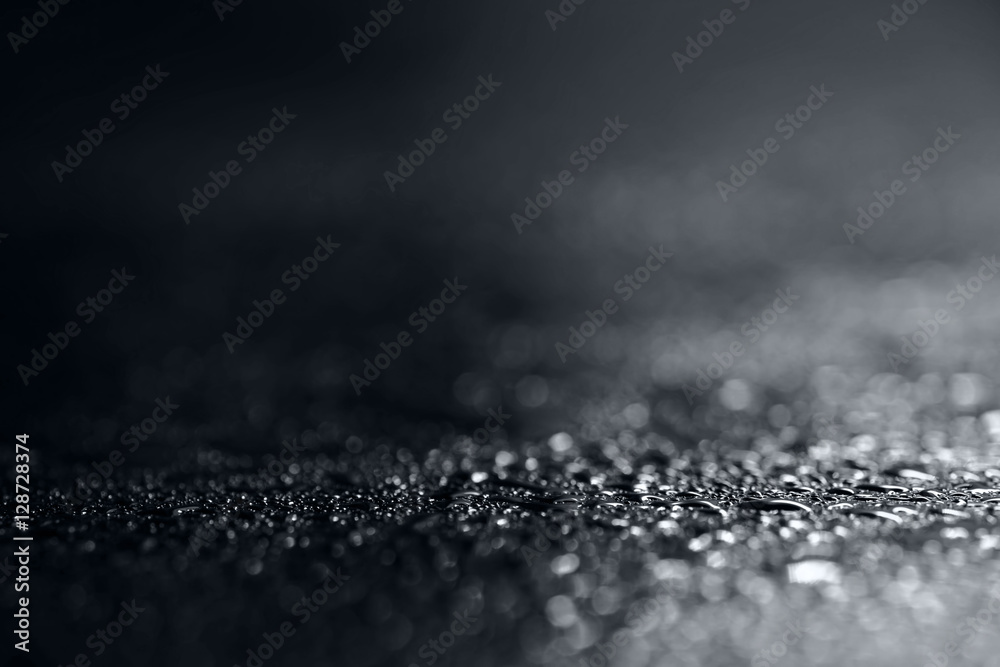Aufkleber abstract black and white background with shiny brilliant water drops, dew or rain on the glass with 