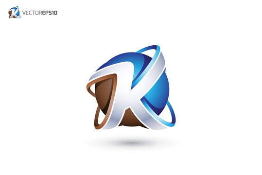 Abstract Letter K Logo - 3D Sphere Logo