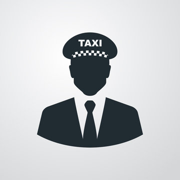 Icono plano silueta taxista en fondo degradado