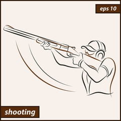 Vector illustration. Illustration shows a athlete shoots a gun. Sport. Shooting