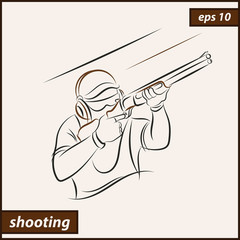 Vector illustration. Illustration shows a athlete shoots a gun. Sport. Shooting