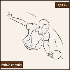 Vector illustration. Illustration shows a tennis racquet hits the ball. Sport. Table tennis