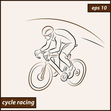 Vector illustration. Illustration shows a Cyclist in motion. Sport. Cycle racing