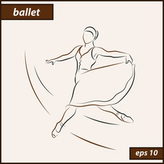 Vector illustration. Illustration shows a Ballerina in motion. Art. Ballet