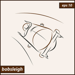 Vector illustration. Illustration shows a bobsledder driving on the car. Bobsleigh. Winter sport