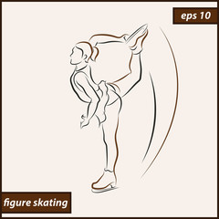 Vector illustration. Illustration shows a skater performs exercises. Figure skating. Winter sport © nnv