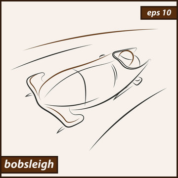 Vector illustration. Illustration shows a bobsledder driving on the car. Bobsleigh. Winter sport