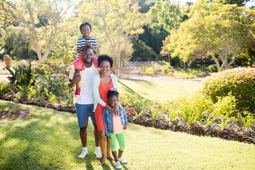 Happy family posing together