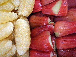 Grapefruit and Rose Apple fruit background