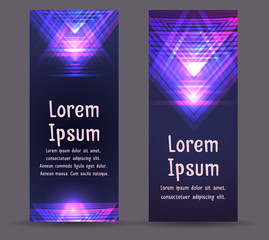 Vector leaflets, flyers, brochure template with neon geometric pattern and place for text for your design