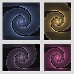 Fractal spiral page background design set