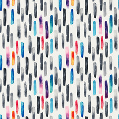 Watercolor long brush strokes background in monochrome and bright colors.