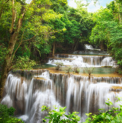 Waterfall in forest at Erawan waterfall National Park, Kanjanaburi Province , Thailand