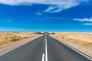 Foto op Canvas Straight line Australian highway in rural outback, Remote countr © mastersky