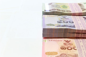 Money background ,Thai currency on White background