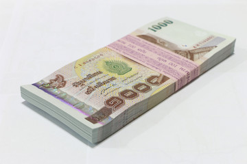 Money background ,Thai currency on White background