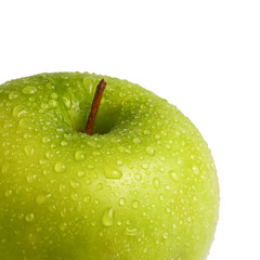 green apple with water drops