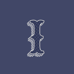 I letter logo in retro money style with line pattern.