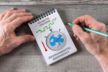 Global warming concept on a notepad