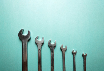 Set of wrenches from the big size to the small size