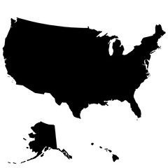 Карта Соединенных Штатов Америки. Без границ штатов. Векторная иллюстрация. 