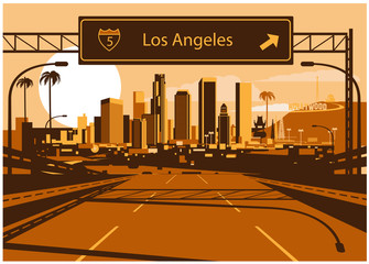 Naklejka premium Panoramę Los Angeles