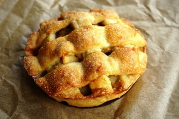 Mini apple pie with lattice top crust