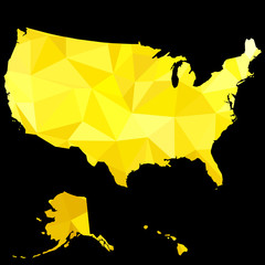 Оригинальная, абстрактная, золотая карта Соединенных Штатов Америки. Векторная иллюстрация.