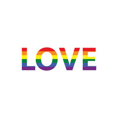 Love: Rainbow color calligraphy