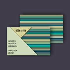business card template with 3D paper colorful lines