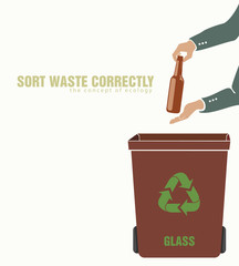 sorting glass, pollution of environment