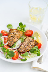roasted mackerel fish with fresh salad