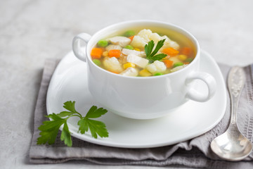 vegetables and chicken soup