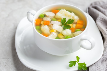 vegetables and chicken soup