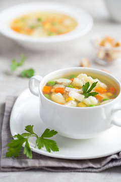 vegetables and chicken soup