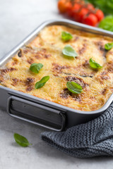 Moussaka. Traditional Greek eggplant casserole