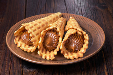 Waffles with condensed milk