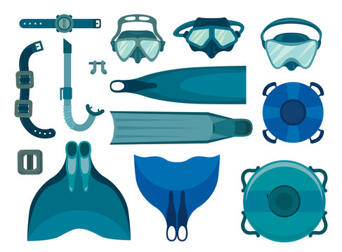 Set of freediving equipment.