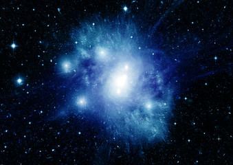 Fototapeta premium Stars, dust and gas nebula in a far galaxy