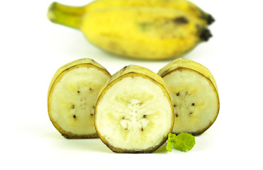 Ripe yellow banana isolated on white background